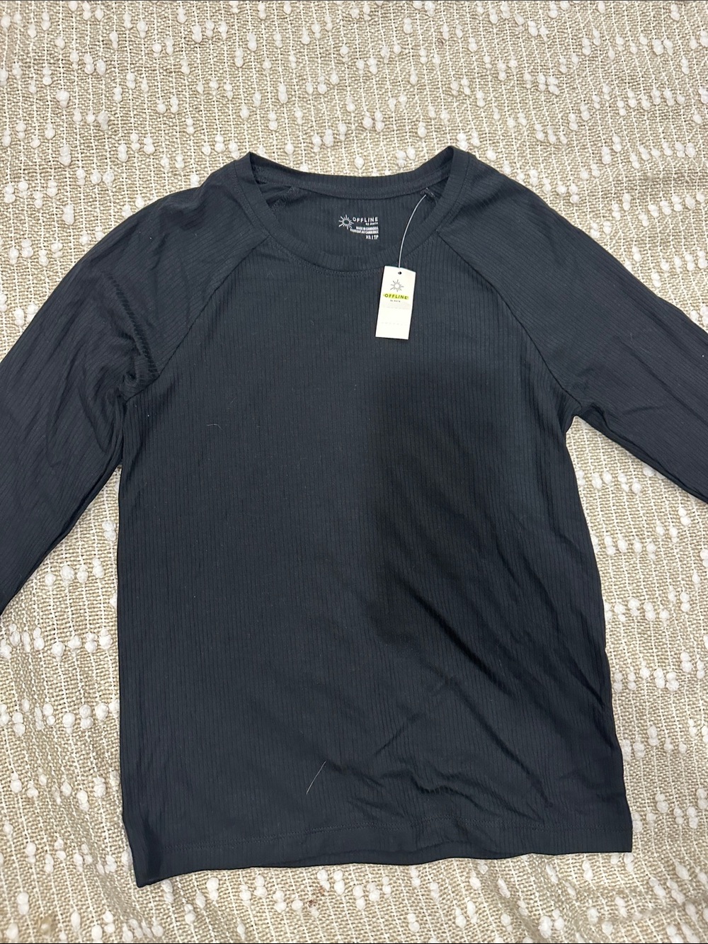 aerie Men’s Black Long Sleeve Ribbed Crew